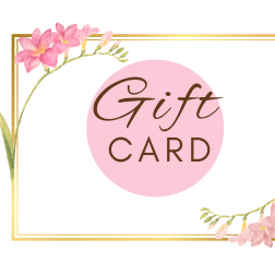 Pink floral gift card with gold border