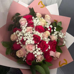 25 mix pink roses