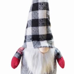 Plaid fabric gnome figurine with a tall hat and white beard