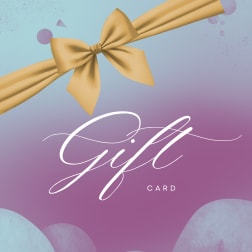 Pastel gift card with a gold ribbon and bow