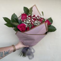 Hot pink dozen wrapped