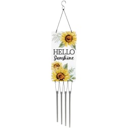 Sunflower hanging wind chime with "Hello Sunshine" text