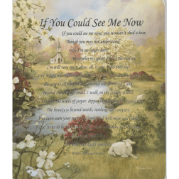 Sympathy poem print with a pastoral landscape and white blossoms