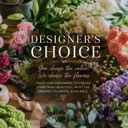 Designer’s choice floral assortment with pink, white, and purple blooms