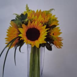 Sunflower bouquet in a clear glass vase