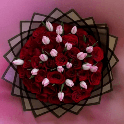 RED ROSES AN TULIPS