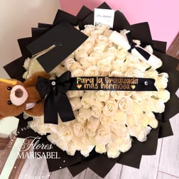100 white rose graduation bouquet