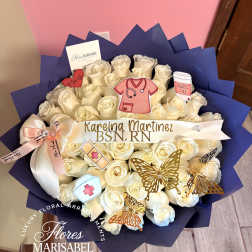 50 rose nurse graduation bouquet
