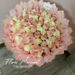 75 roses pink and white