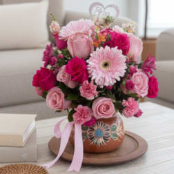 Sweet Blush Garden in Clay Pot