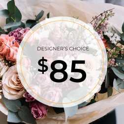Bouquet of pink and cream roses with eucalyptus