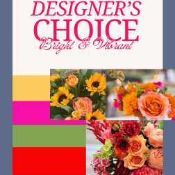 Designer’s Choice floral collage with bright mixed bouquets