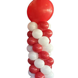 Red and white balloon column on a white background