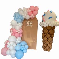 Balloon ice cream cone and pastel balloon number display