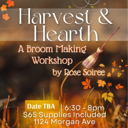 Fall workshop poster with a broom illustration and event details