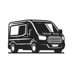 Black van illustration on a white background