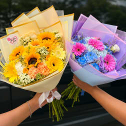 Golden Sunshine Bouquet or Blue Harmony Bouquet