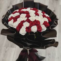 50 classic roses with nice wrapping.