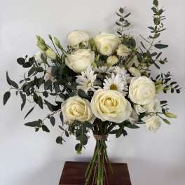 Refined White with Greens Premium Handtied Bouquet