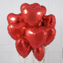 Luxury Balloon Set - Red Hearts foil