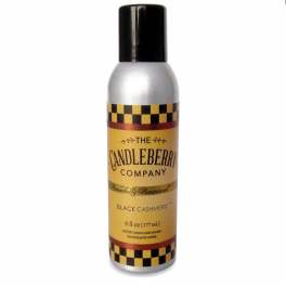 A silver aerosol can of Black Cashmere room spray with a black cap
