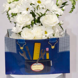 Fathers day gift bag with flower arrangement