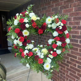 18” Red and White Heart tribute