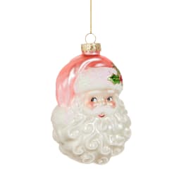 Santa face Christmas ornament with a hanging cord