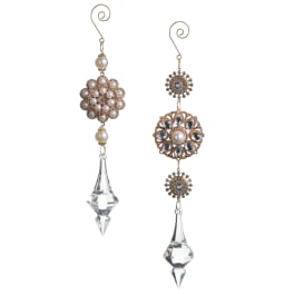 Pair of decorative crystal and pearl hanging ornaments