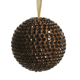 Black beaded ornament with a gold hanging loop