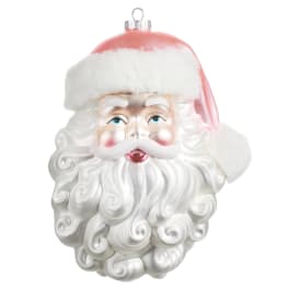 Santa face Christmas ornament with a red hat and white beard