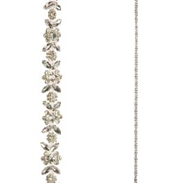 Two crystal floral garlands hang against a white background.