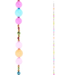 Colorful beaded garland with large pastel beads on a white background