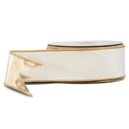 Cream and gold decorative ribbon spool