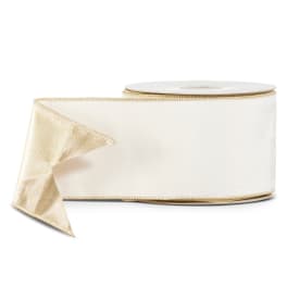 Roll of ivory ribbon with gold-edged trim