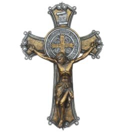 Decorative crucifix with a figure of Jesus on a white background