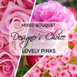 Pink mixed bouquet with roses and blossoms