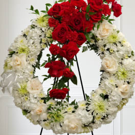 White and red wreath