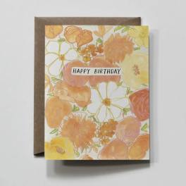 Full | Orange Floral Bouquet Birthday Greeting Card