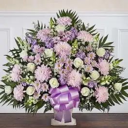 Heartfelt Tribute.Lavender & White Floor Basket