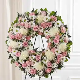 Serene Blessings Standing Wreath- Pink & White