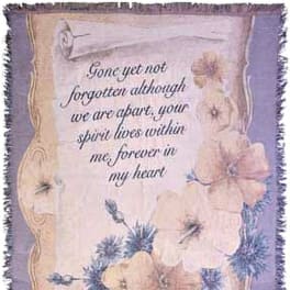 Memorial blanket with a sympathy verse and floral border