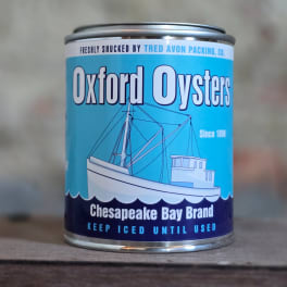 Can of Oxford Oysters on a table