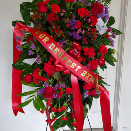 Purple & Red Funeral Spray