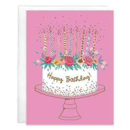 Birthday Greeting Card - Flower Birthday Cake
