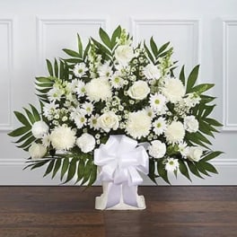 White Sympathy Floor Basket Standard - Florist of Omaha