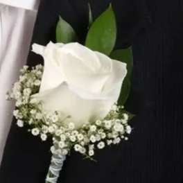 Boutonniere Single White Rose