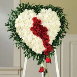White Heart with red roses
