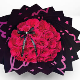 Hot Pink Flower Black Paper
