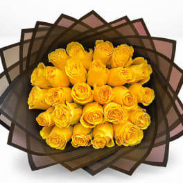 fresh Yellow Roses & black paper